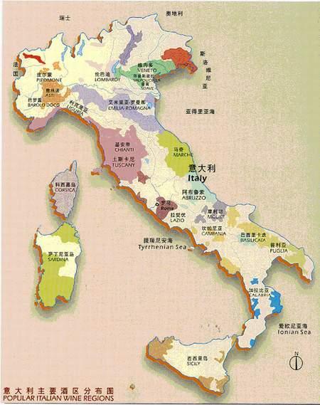 意大利葡萄酒的产区和命名,葡萄酒,红酒,酒圈网